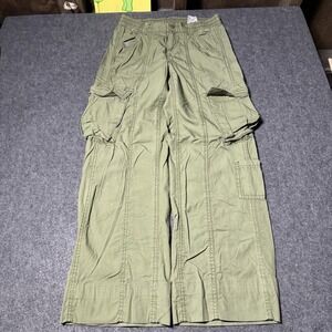 H&M Womens Utility Cargo Trousers Elastic Waist Wide Leg 0 Y2K Rave Gorpcore